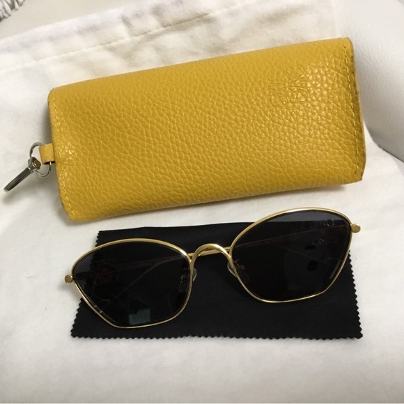 Loewe Yellow Leather Case with Gold Metal Frame Sunglasses main image 4